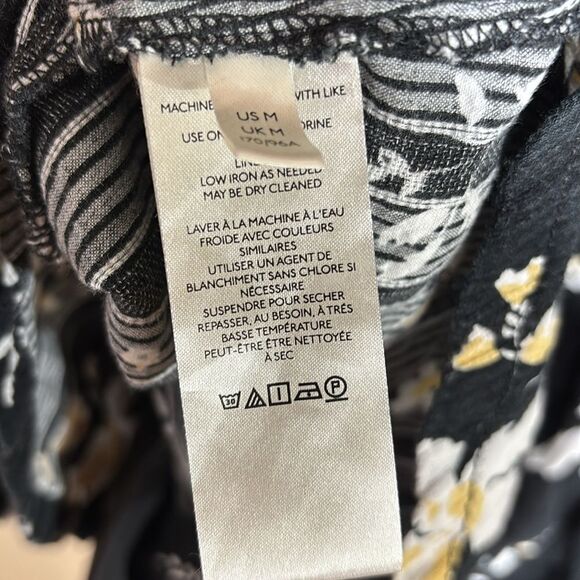 Free people women’s medium floral blouse Peter Pan collar puff sleeve button up - Picture 7 of 9